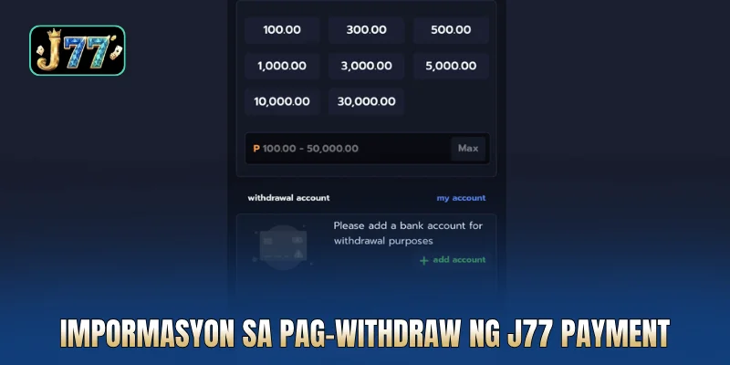 Impormasyon sa pag-withdraw ng J77 payment