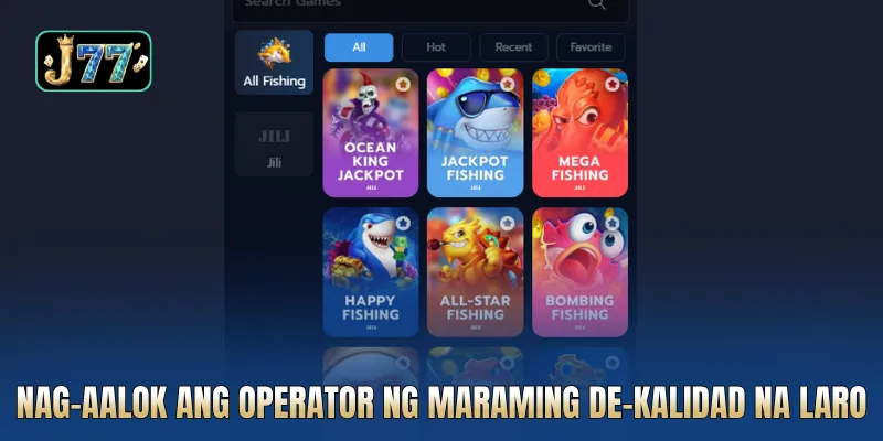 Nag-aalok ang operator ng maraming de-kalidad na laro