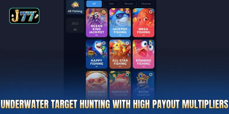 Underwater target hunting with high payout multipliers